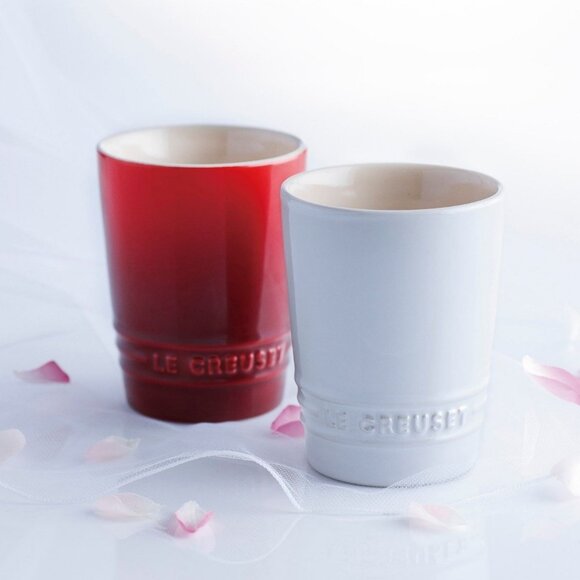 Le Creuset Tumbler Set of 2 Short 240ml Cherry Red White Gift Brand New Ceramic - Picture 2 of 8